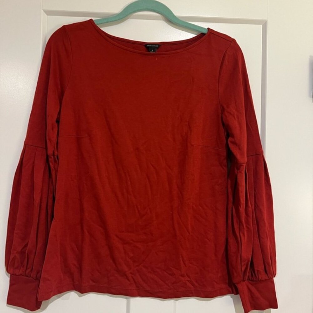 Ann Taylor Rich Red Long Sleeve Top